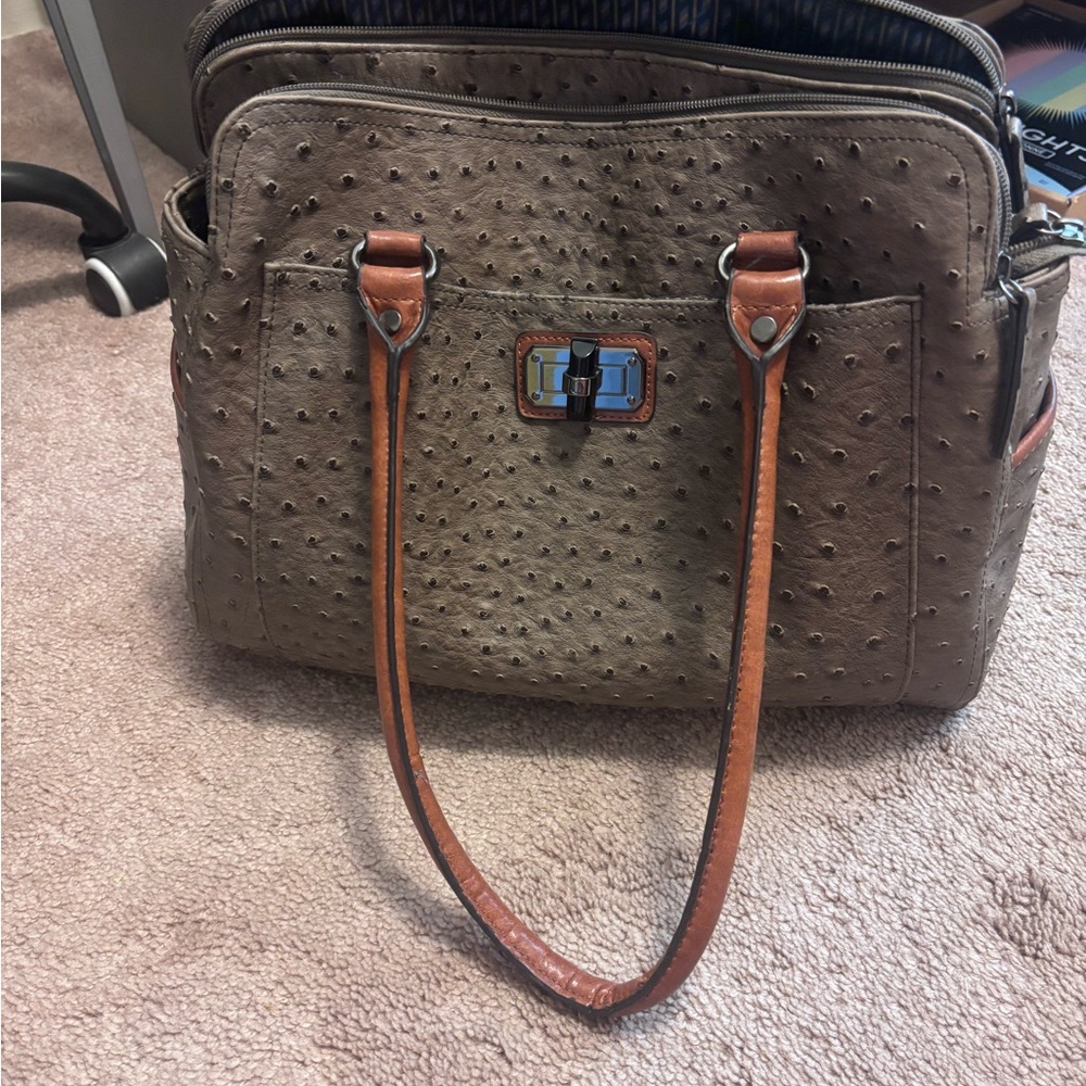 Brown Textured Women's Bag